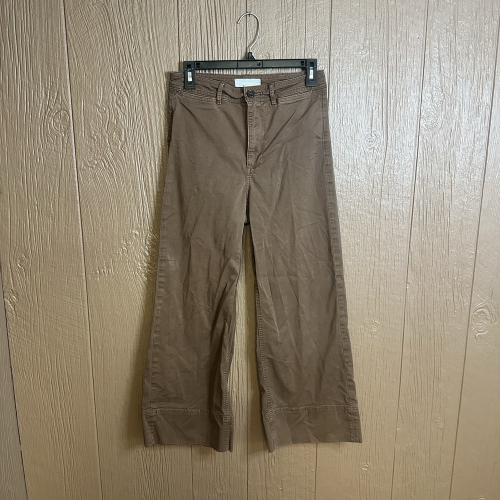 Everlane Wide Leg Crop Trouser Pants Khaki Women's Sz 4 Brown Career Streetwear